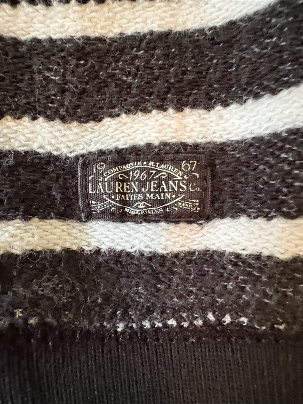 Ralph Lauren Black and White Striped Raglan Sweatshirt with Zip - Picture 7 of 10